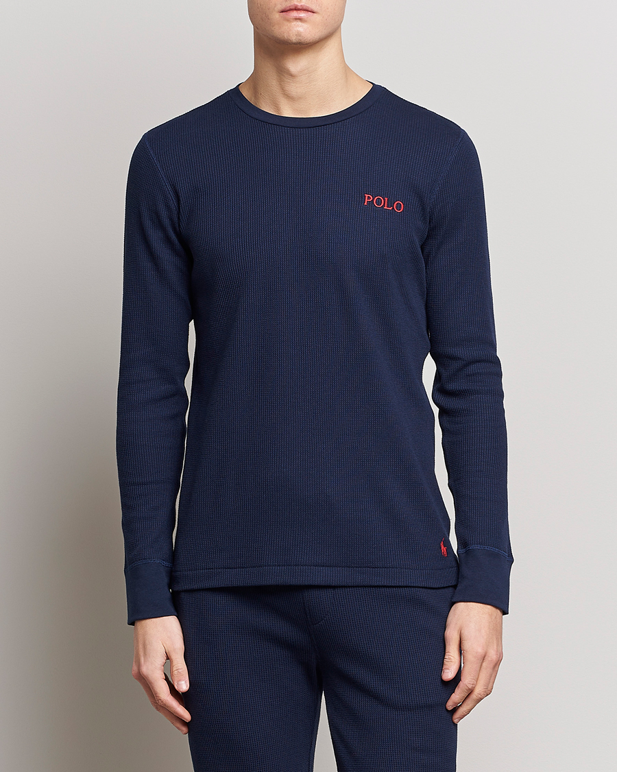 Herr | T-Shirts | Polo Ralph Lauren | Waffle Long Sleeve Crew Neck Cruise Navy