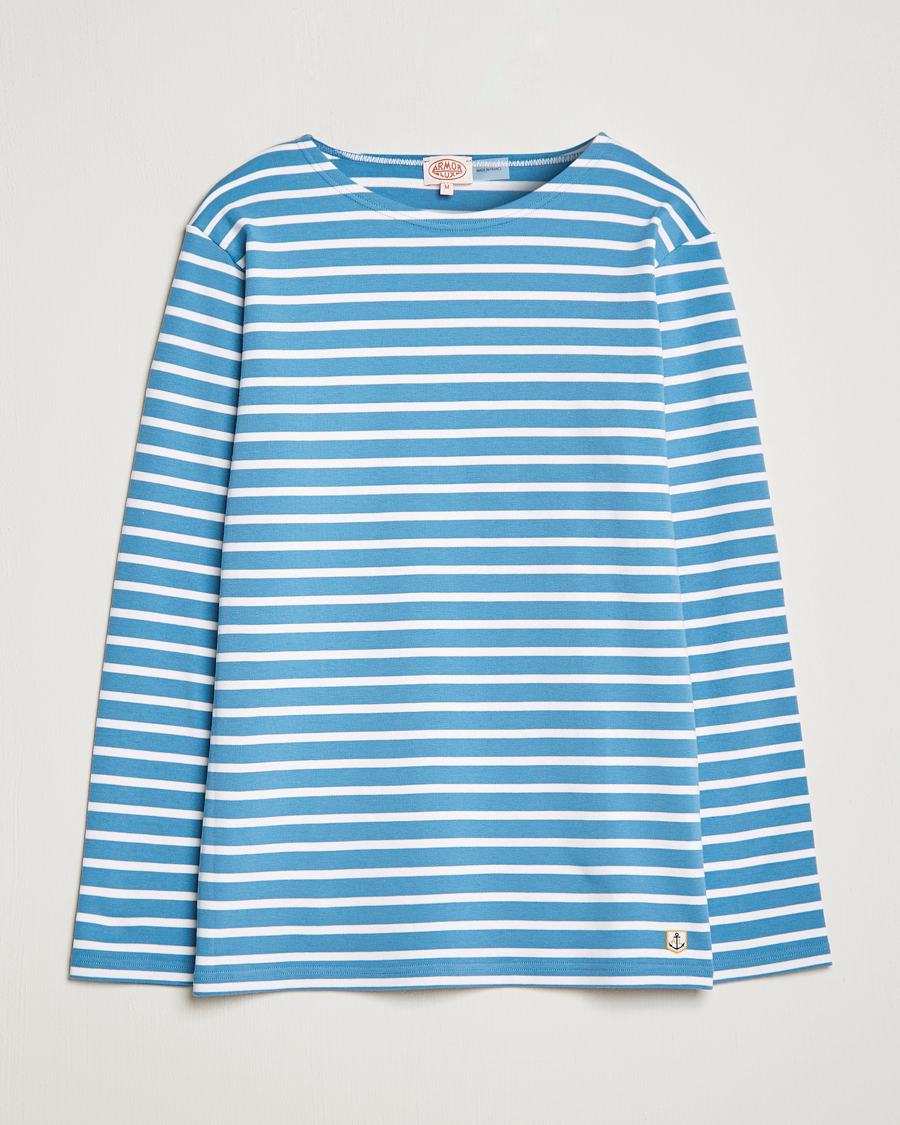 Herr | T-Shirts | Armor-lux | Houat Héritage Stripe Longsleeve T-shirt Blue/Blanc