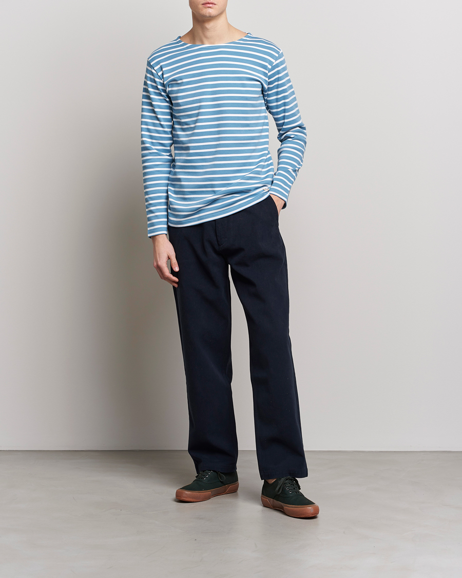 Herr | T-Shirts | Armor-lux | Houat Héritage Stripe Longsleeve T-shirt Blue/Blanc
