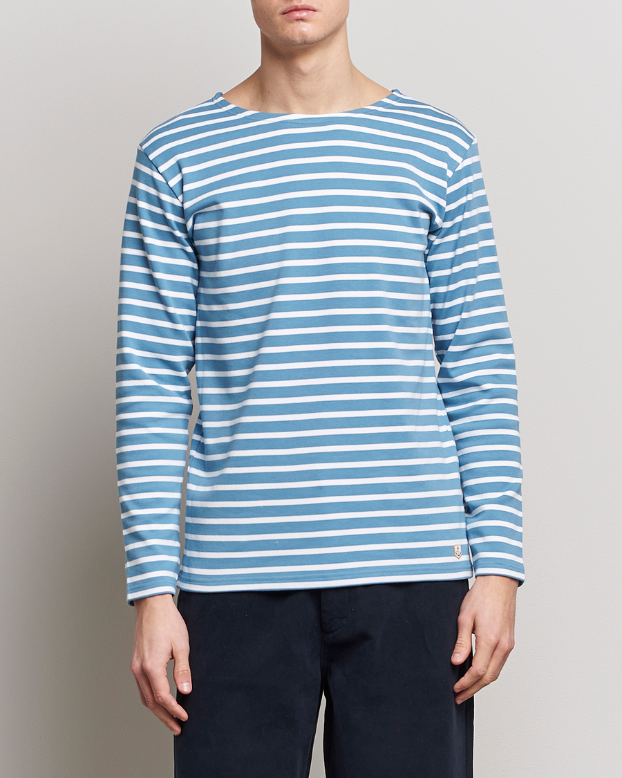 Herr | T-Shirts | Armor-lux | Houat Héritage Stripe Longsleeve T-shirt Blue/Blanc