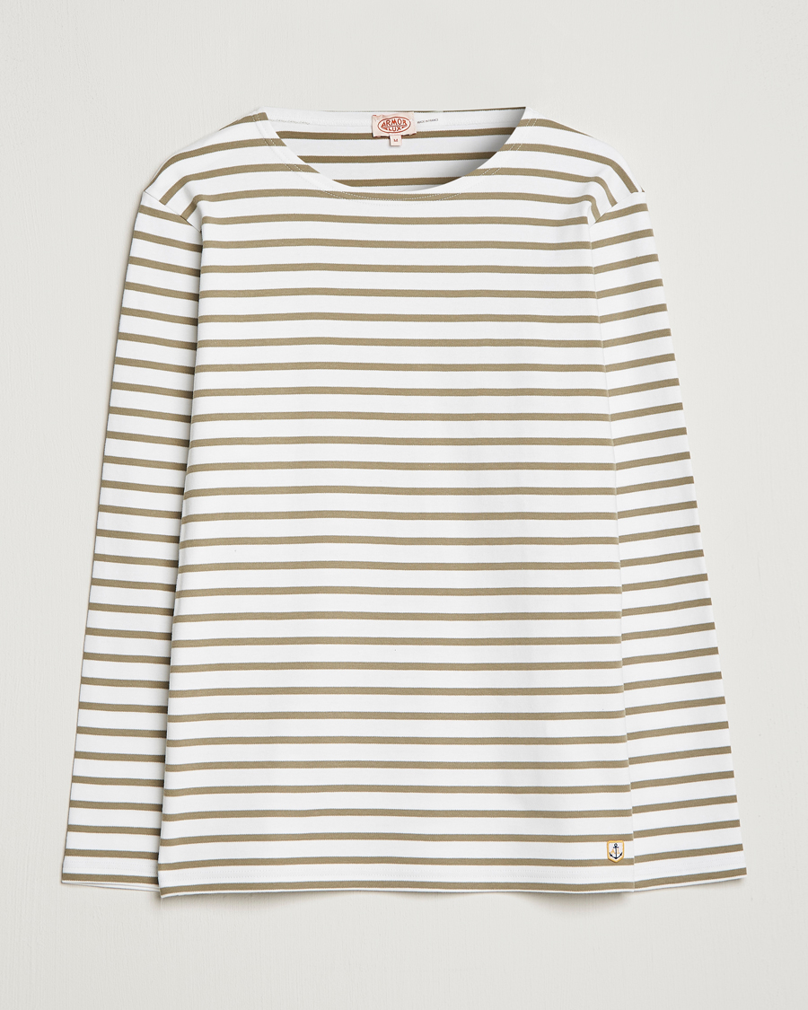 Herr | T-Shirts | Armor-lux | Houat Héritage Stripe Longsleeve T-shirt Blanc/Argile