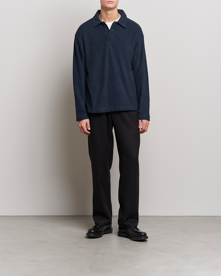 Herr | Tröjor | NN07 | Joey Terry Long Sleeve Polo Navy Blue