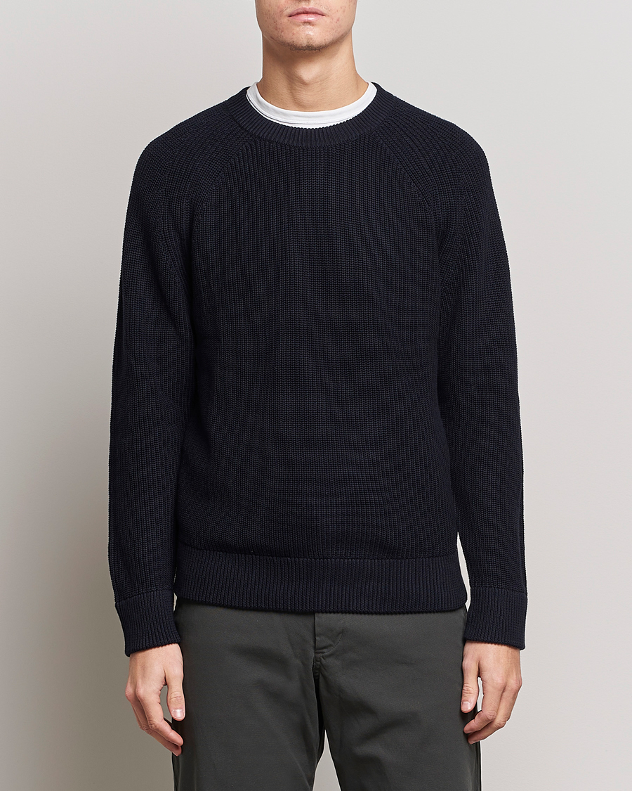 Herr | NN07 | NN07 | Jacobo Cotton Knitted Sweater Navy Blue