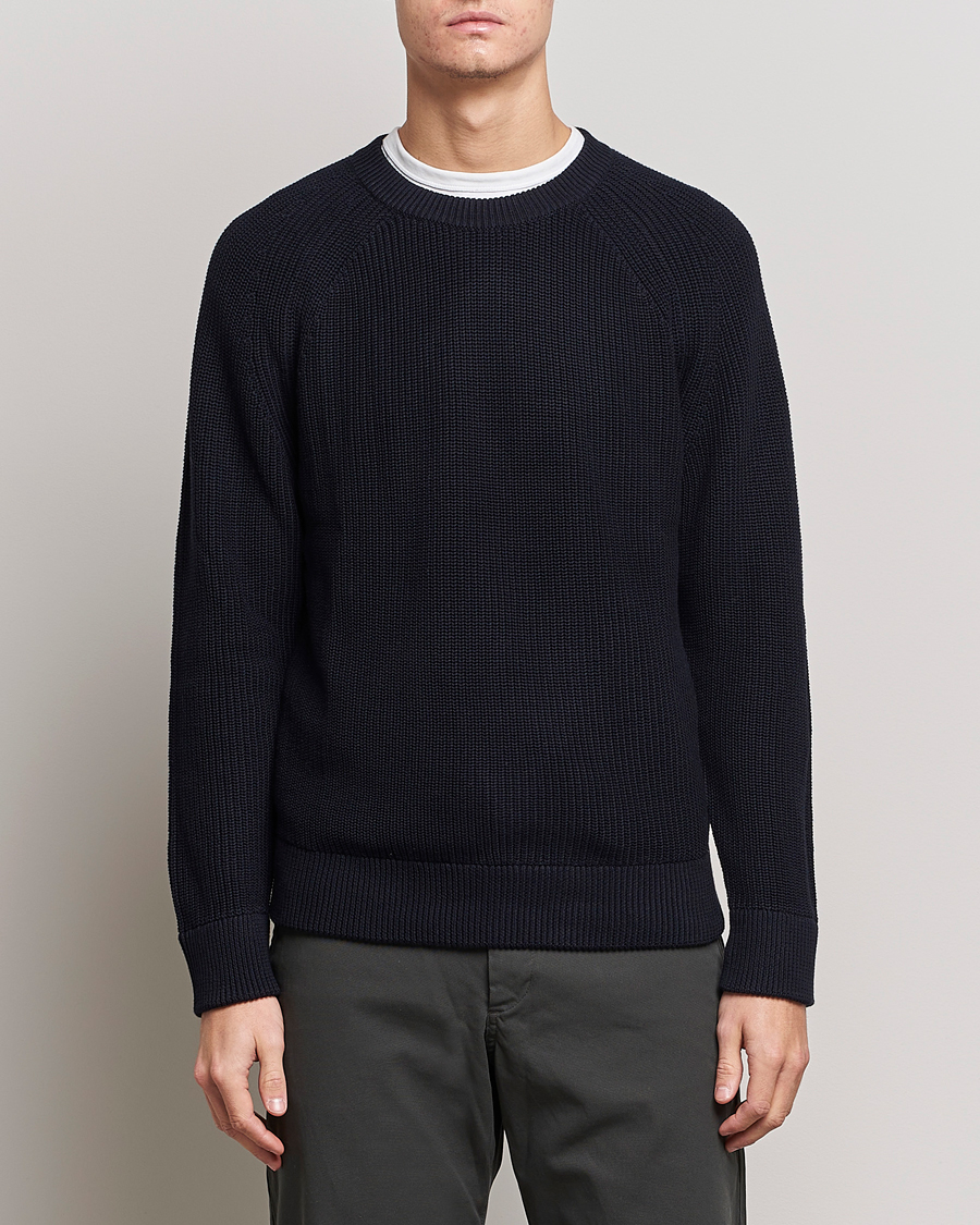 Herr | Tröjor | NN07 | Jacobo Organic Cotton Knitted Sweater Navy