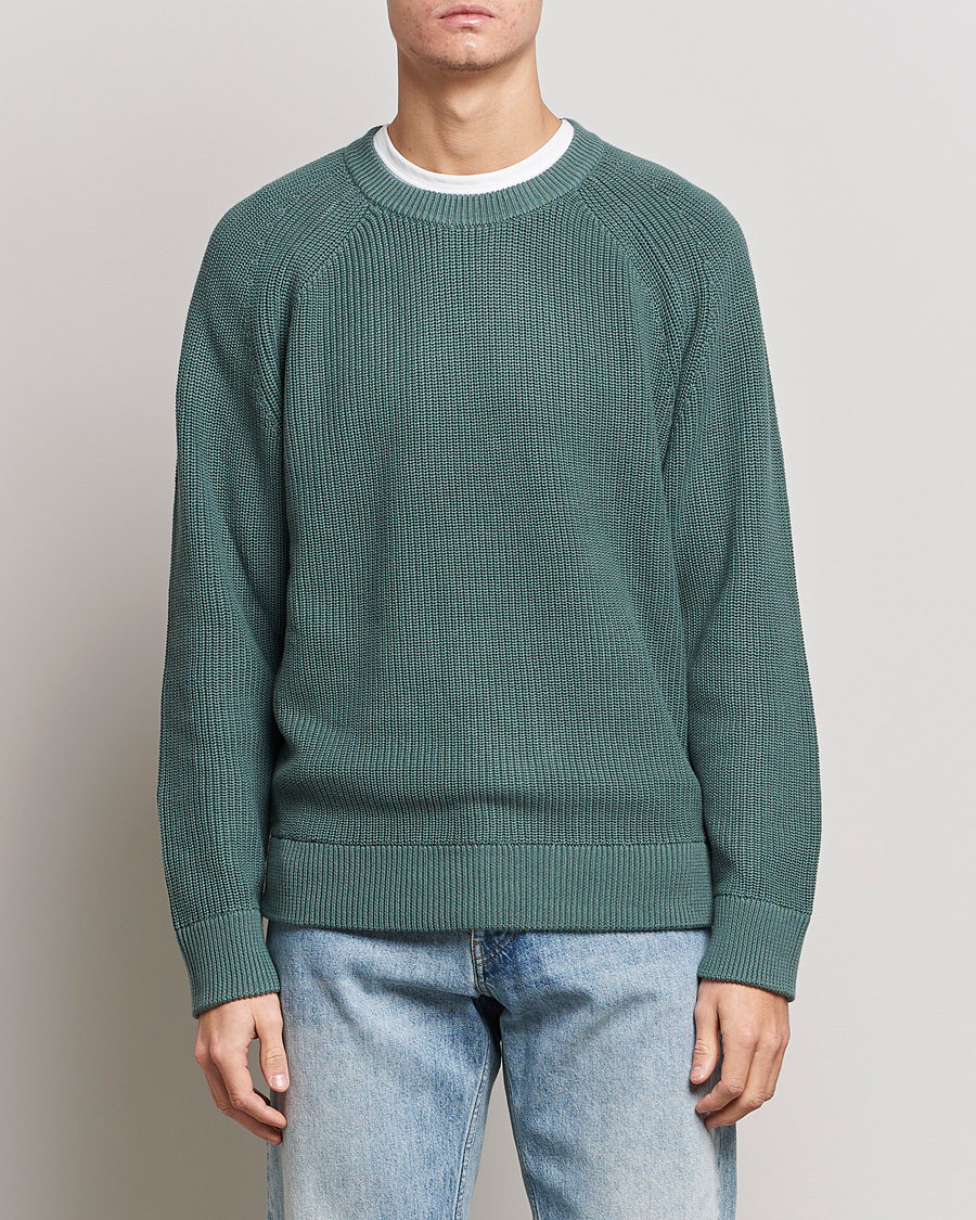 Herr | Tröjor | NN07 | Jacobo Cotton Knitted Sweater Forest Mint