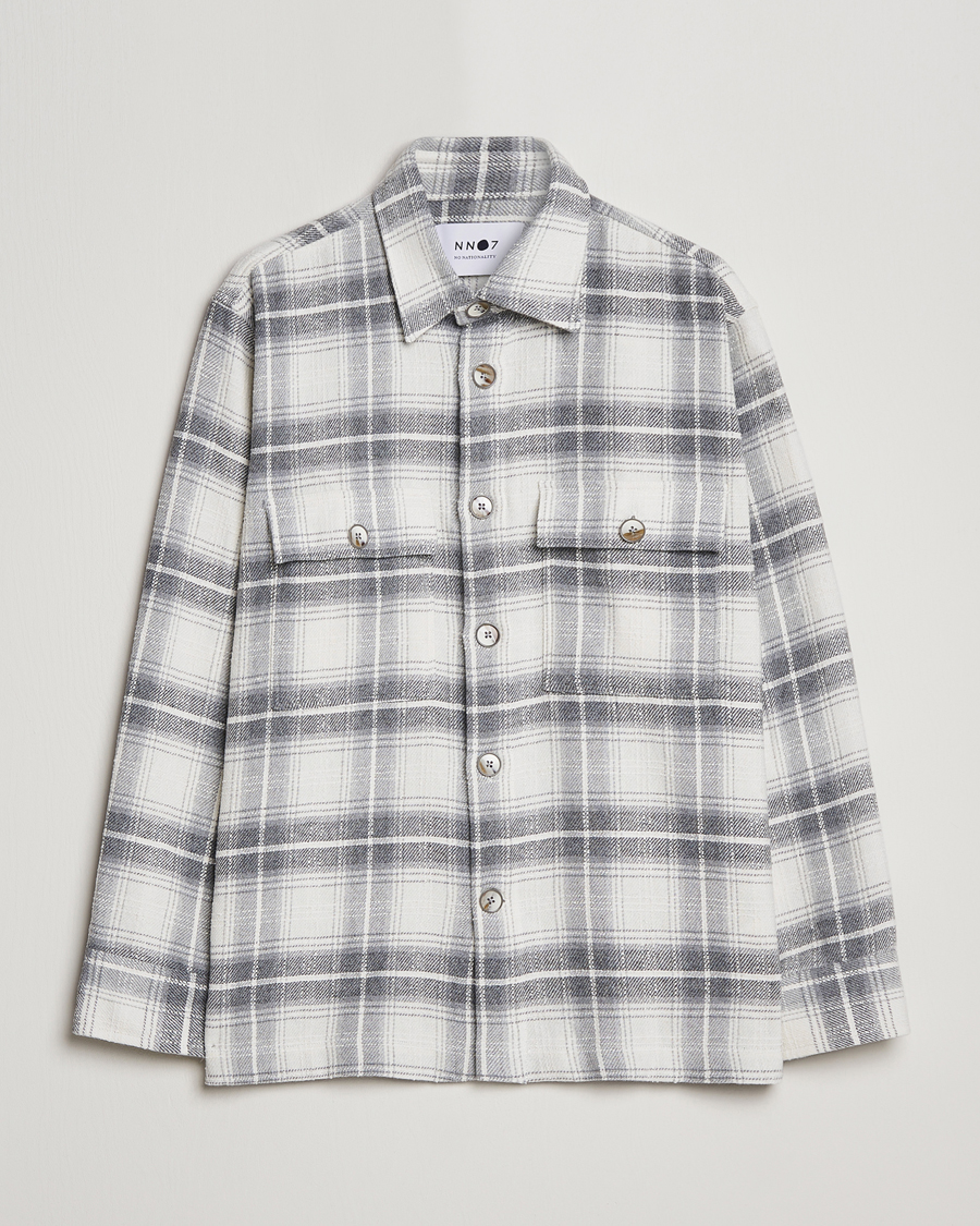 Herr | Skjortor | NN07 | Soren Cotton Checked Overhisrt Grey/White