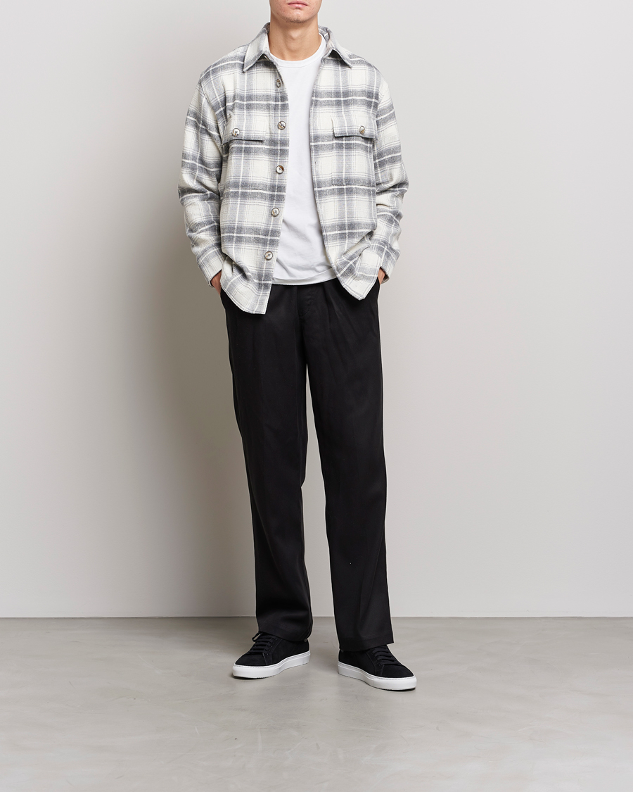 Herr | Skjortor | NN07 | Soren Cotton Checked Overhisrt Grey/White