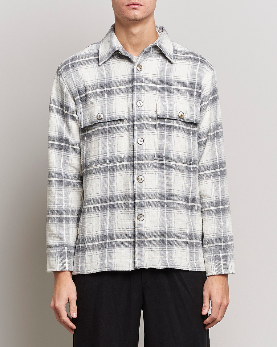 Herr | Skjortor | NN07 | Soren Cotton Checked Overhisrt Grey/White