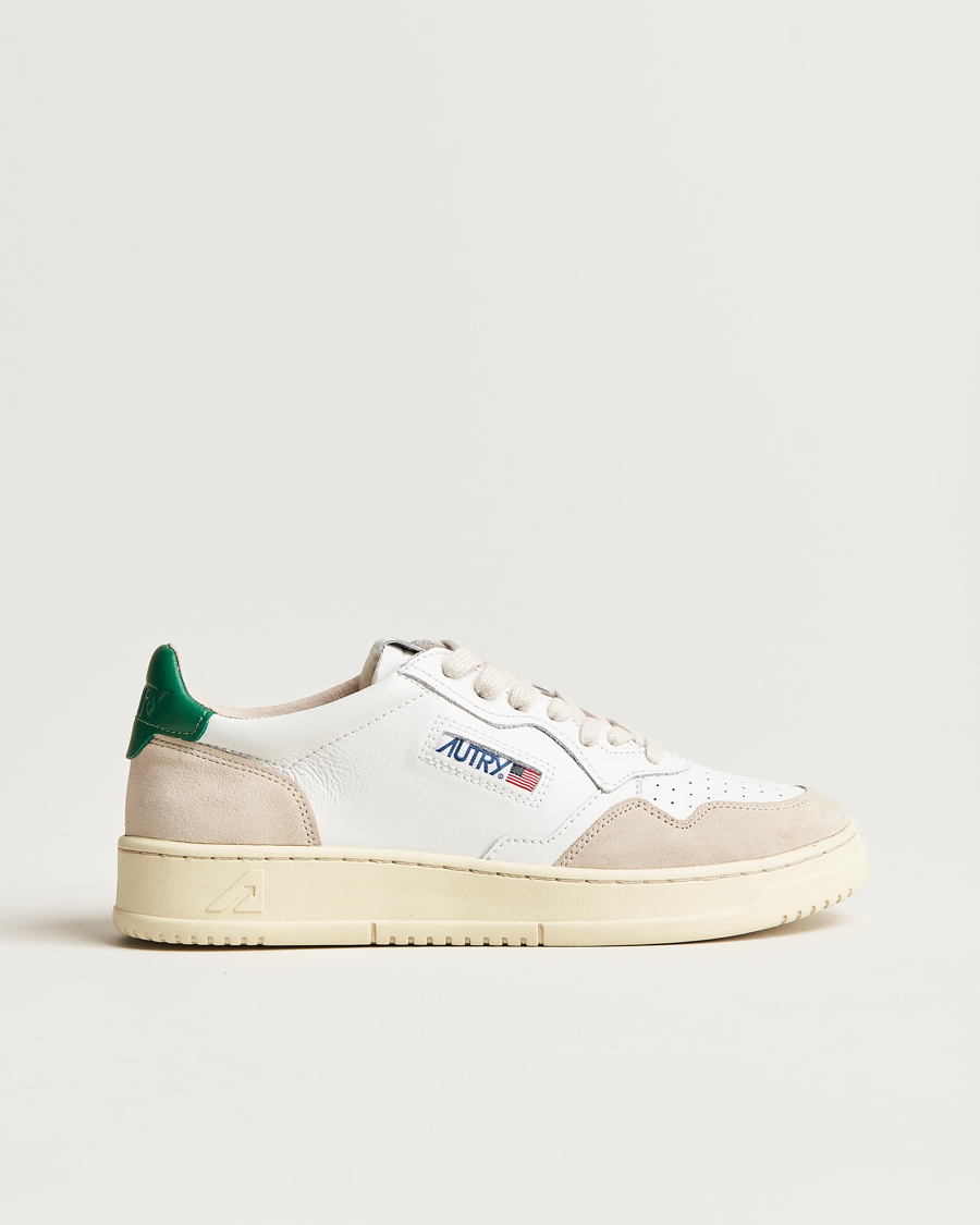 Herr | Autry Medalist Low Leather/Suede Sneaker White/Green | Autry | Medalist Low Leather/Suede Sneaker White/Green