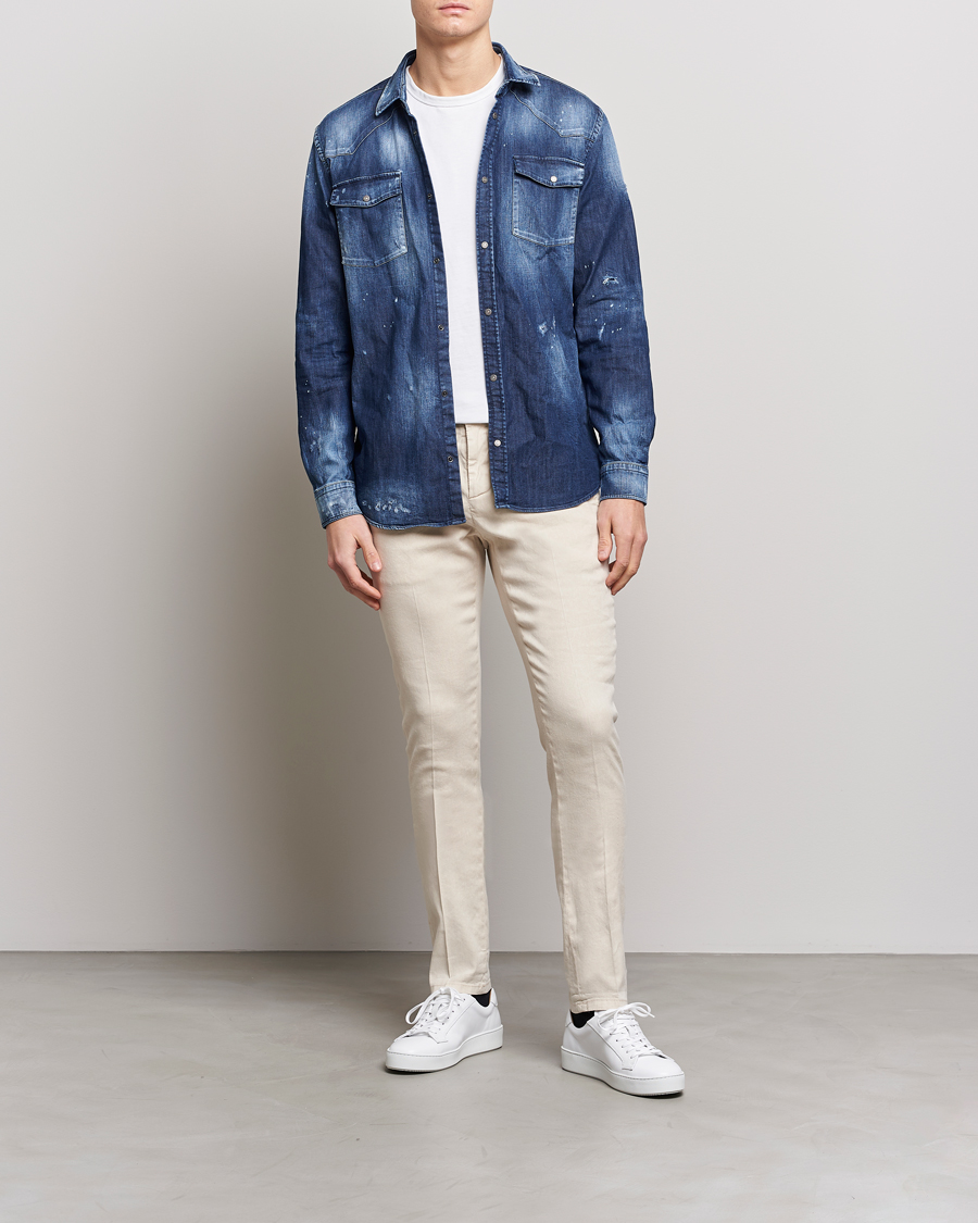Herr | Byxor | Dondup | Gaubert Linen Stretch Chinos Light Oat