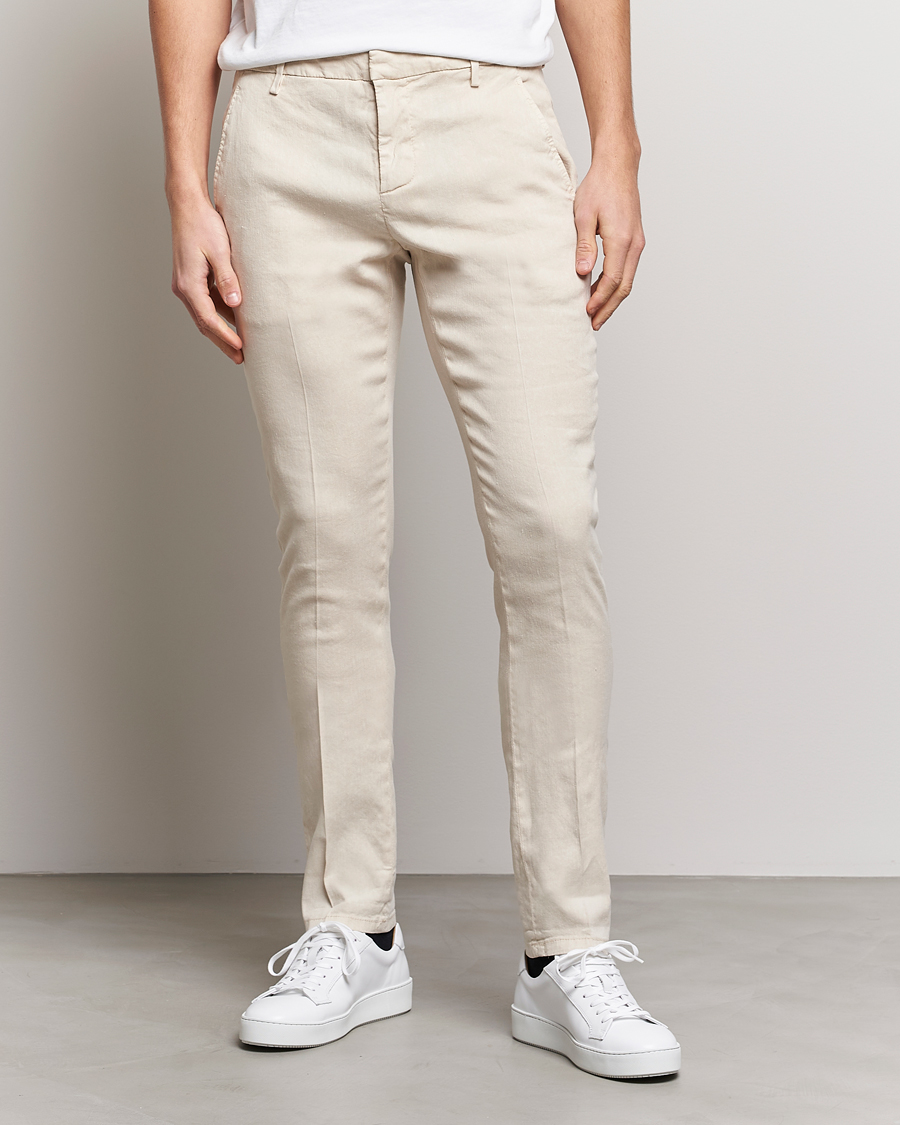 Herr | Byxor | Dondup | Gaubert Linen Stretch Chinos Light Oat