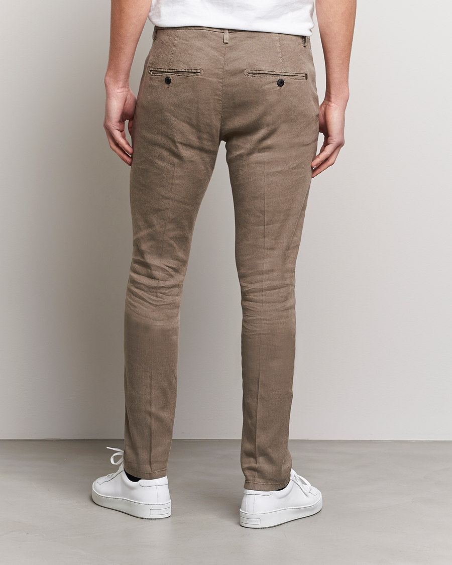 Herr | Byxor | Dondup | Gaubert Linen Stretch Chinos Light Brown