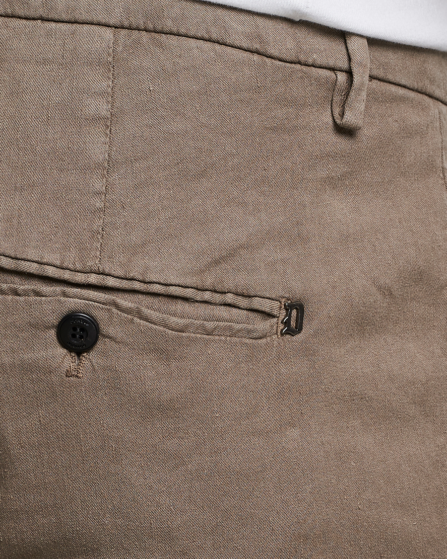 Herr | Byxor | Dondup | Gaubert Linen Stretch Chinos Light Brown
