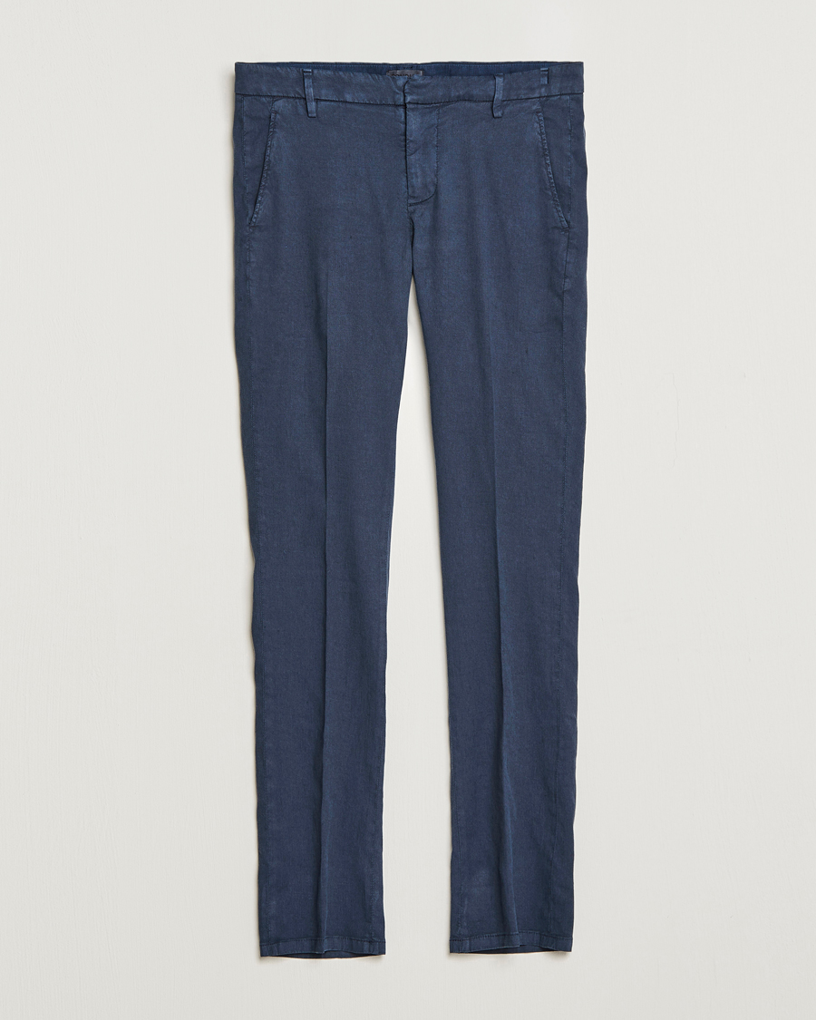 Herr | Byxor | Dondup | Gaubert Linen Stretch Chinos Navy