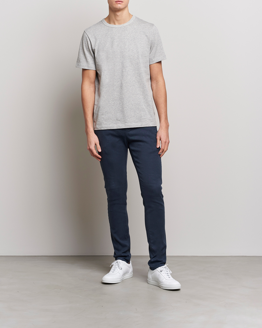 Herr | Byxor | Dondup | Gaubert Linen Stretch Chinos Navy