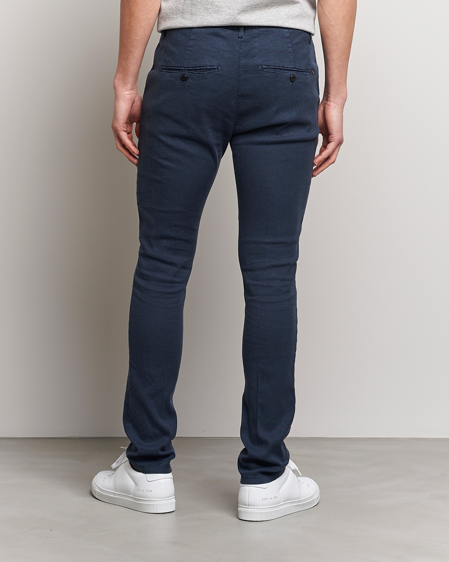 Herr | Byxor | Dondup | Gaubert Linen Stretch Chinos Navy