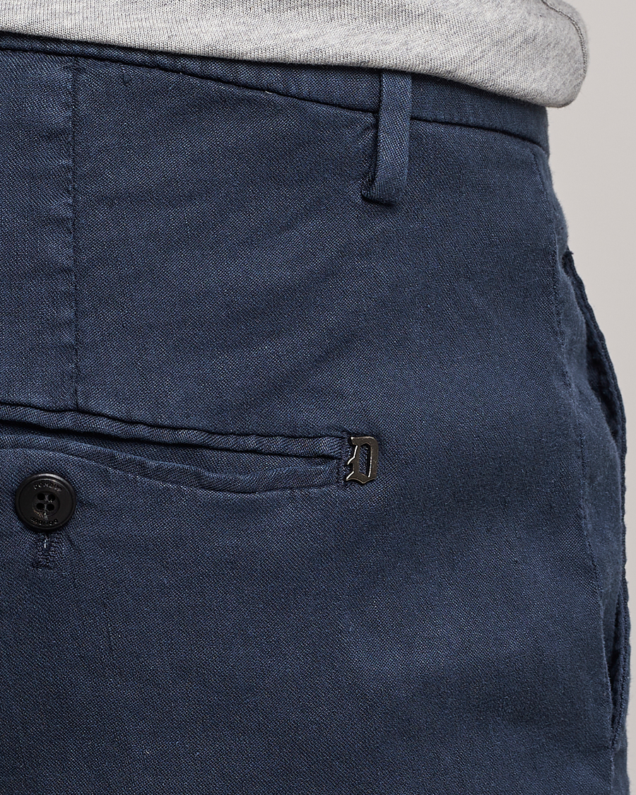 Herr | Byxor | Dondup | Gaubert Linen Stretch Chinos Navy