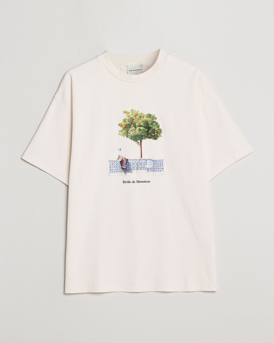 Herr | T-Shirts | Drôle de Monsieur | Oranger Print T-Shirt Off White