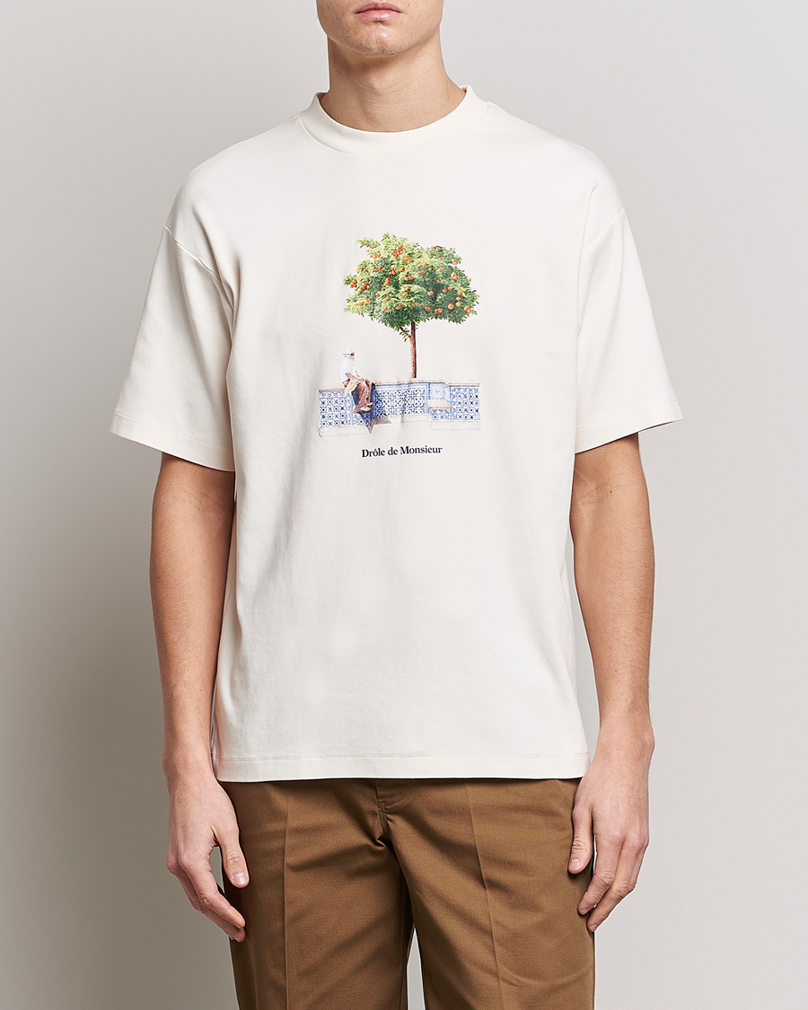 Herr | T-Shirts | Drôle de Monsieur | Oranger Print T-Shirt Off White
