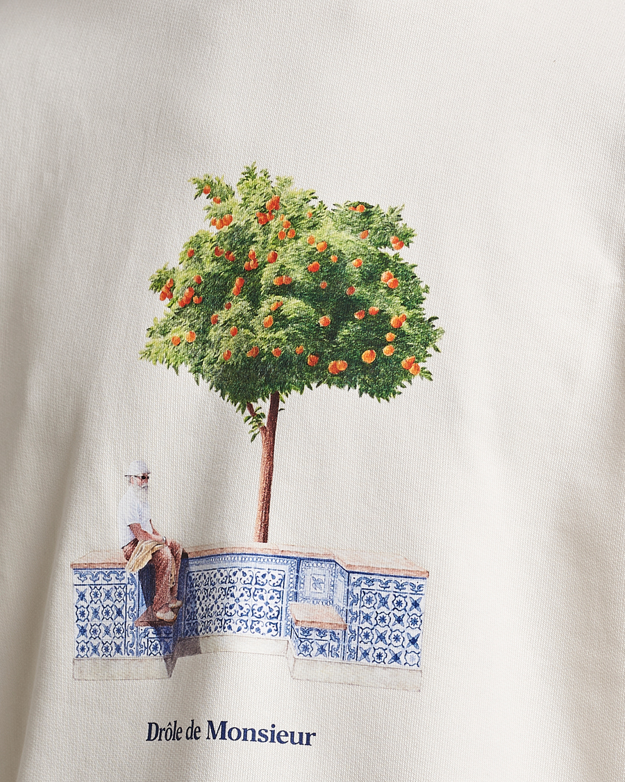 Herr | Tröjor | Drôle de Monsieur | Oranger Print Sweatshirt Off White