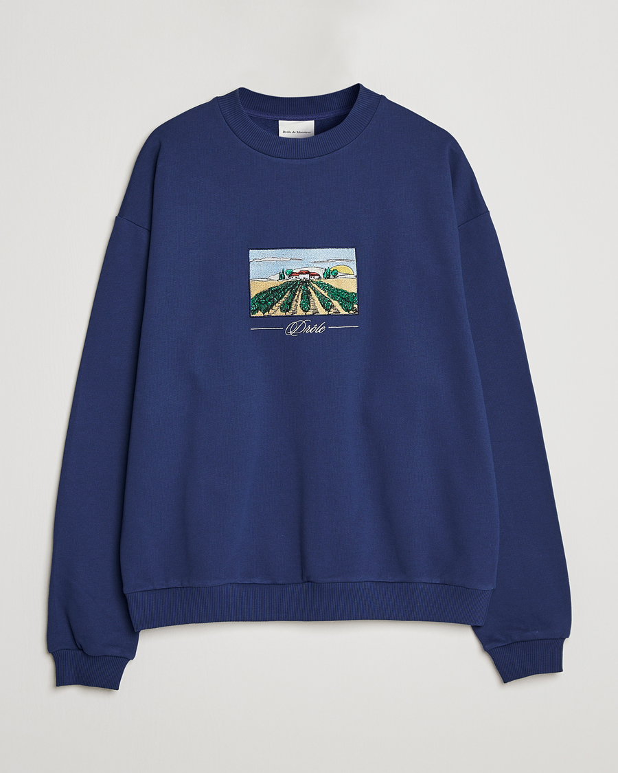 Herr | Tröjor | Drôle de Monsieur | Vignes Embroidered Sweatshirt Navy