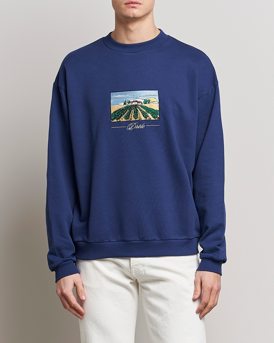 Herr | Nya varumärken | Drôle de Monsieur | Vignes Embroidered Sweatshirt Navy