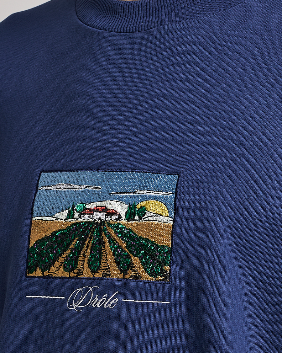 Herr | Tröjor | Drôle de Monsieur | Vignes Embroidered Sweatshirt Navy