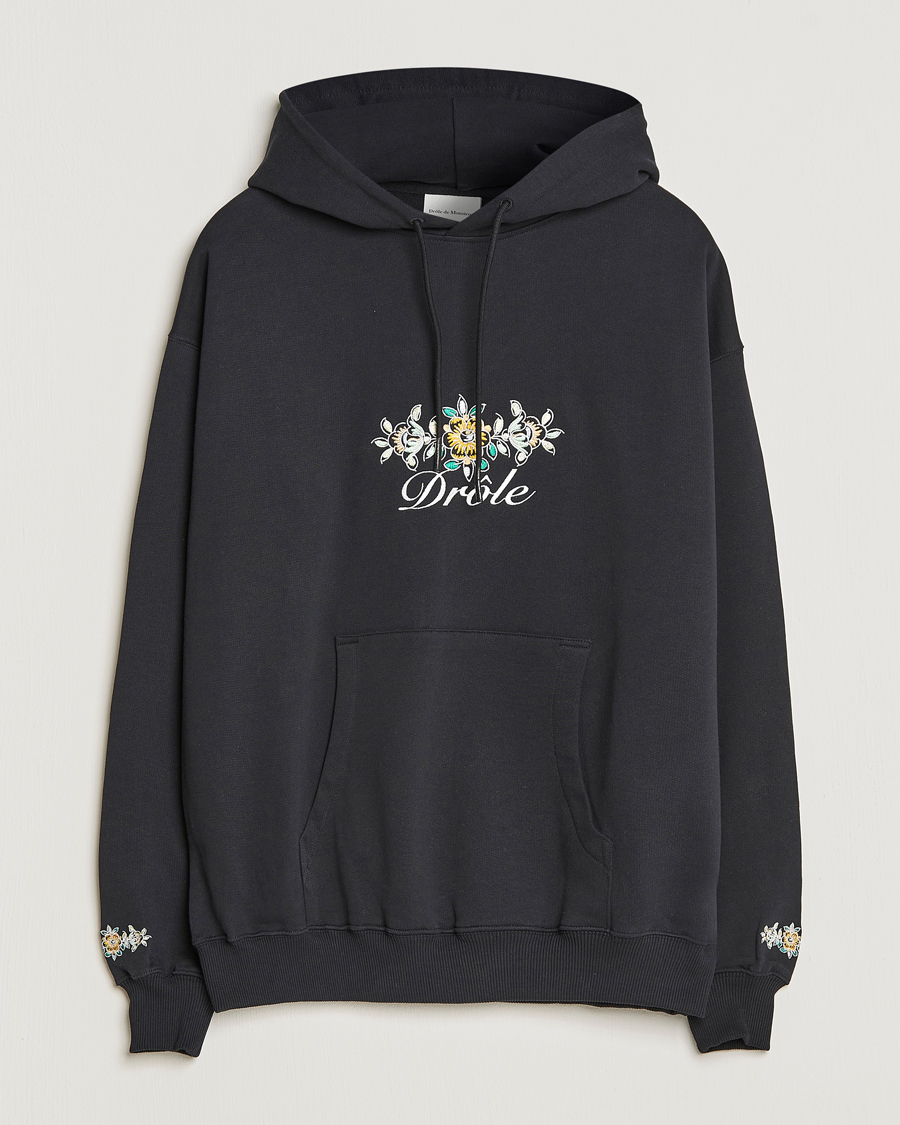 Herr | Tröjor | Drôle de Monsieur | Fleur Embroidered Hoodie Black