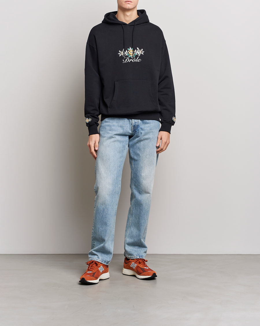 Herr | Tröjor | Drôle de Monsieur | Fleur Embroidered Hoodie Black