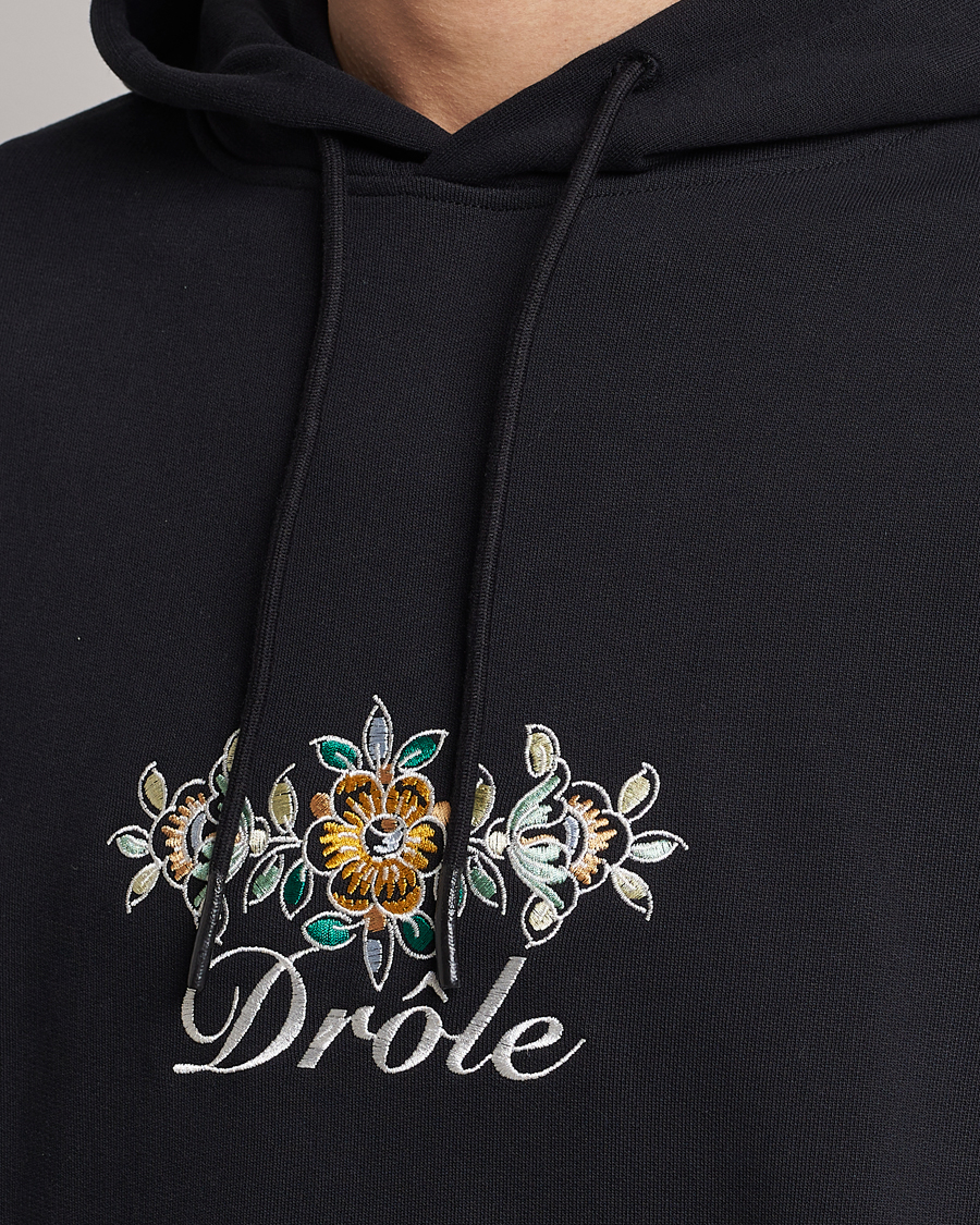 Herr | Tröjor | Drôle de Monsieur | Fleur Embroidered Hoodie Black