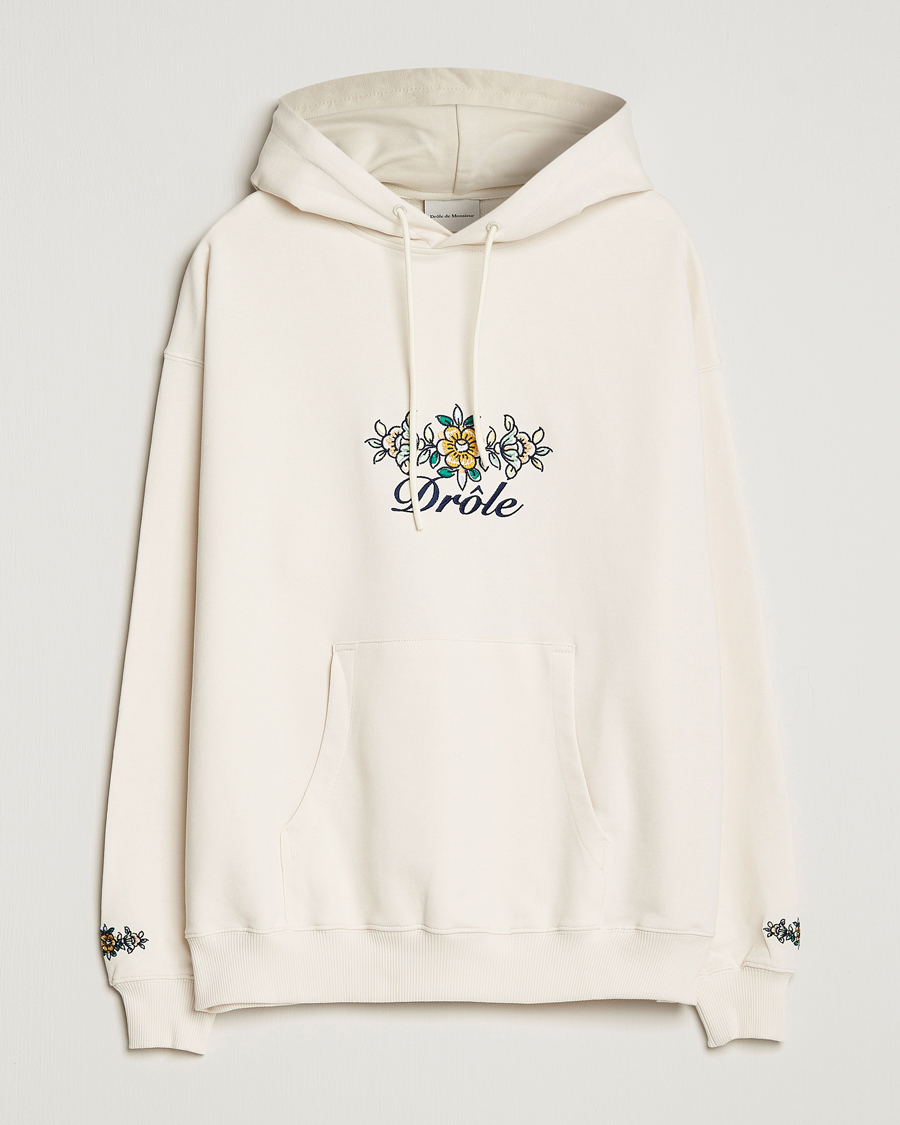 Herr | Tröjor | Drôle de Monsieur | Fleur Embroidered Hoodie Off White