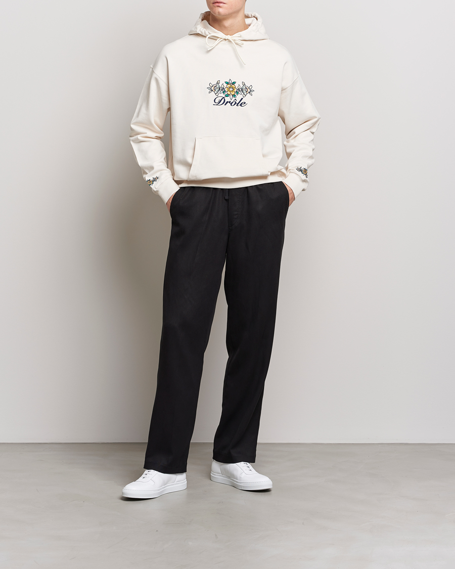 Herr | Tröjor | Drôle de Monsieur | Fleur Embroidered Hoodie Off White