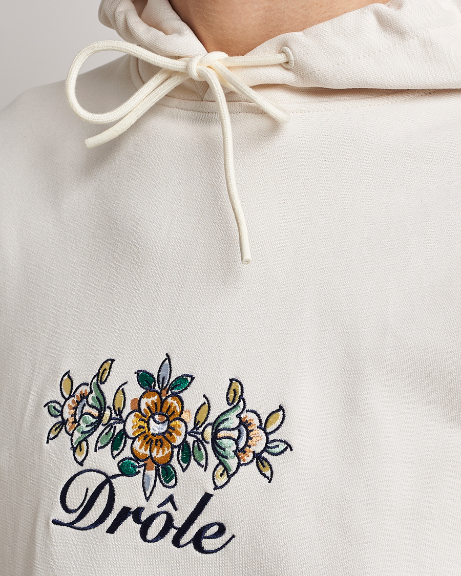 Herr | Tröjor | Drôle de Monsieur | Fleur Embroidered Hoodie Off White