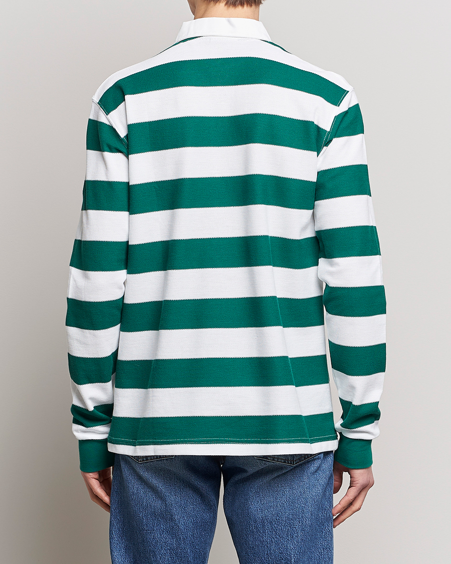 Herr | Tröjor | Drôle de Monsieur | Le Polo Striped Rugby Shirt White/Green