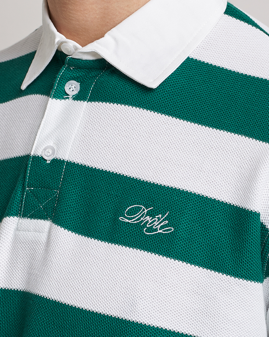 Herr | Tröjor | Drôle de Monsieur | Le Polo Striped Rugby Shirt White/Green