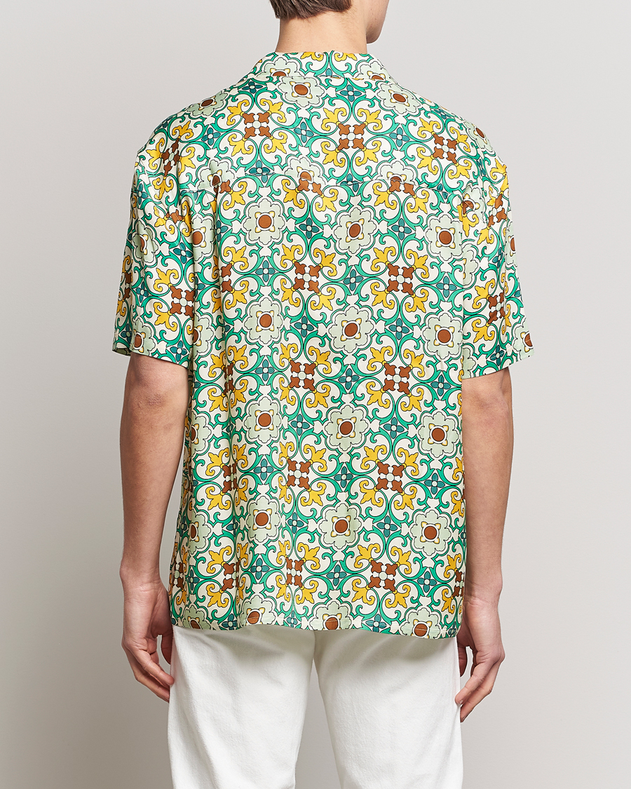 Herr | Skjortor | Drôle de Monsieur | Ornaments Print Bowling Shirt Yellow/Green