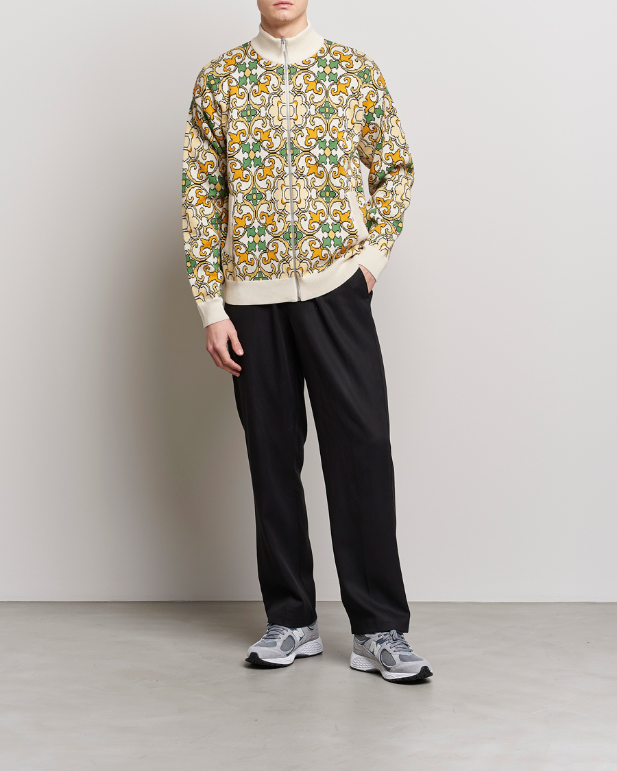 Herr | Jackor | Drôle de Monsieur | Jacquard Ornaments Zip Blouson Yellow/Green