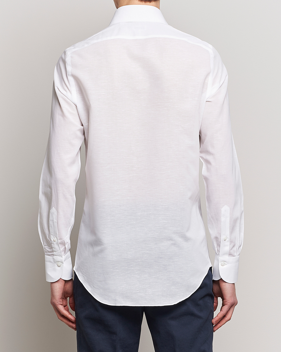 Herr | Skjortor | Finamore Napoli | Milano Slim Linen Dress Shirt White