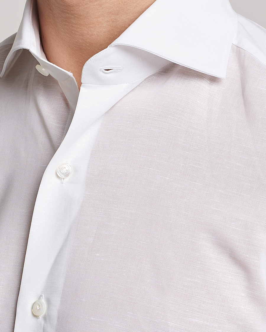 Herr | Skjortor | Finamore Napoli | Milano Slim Linen Dress Shirt White