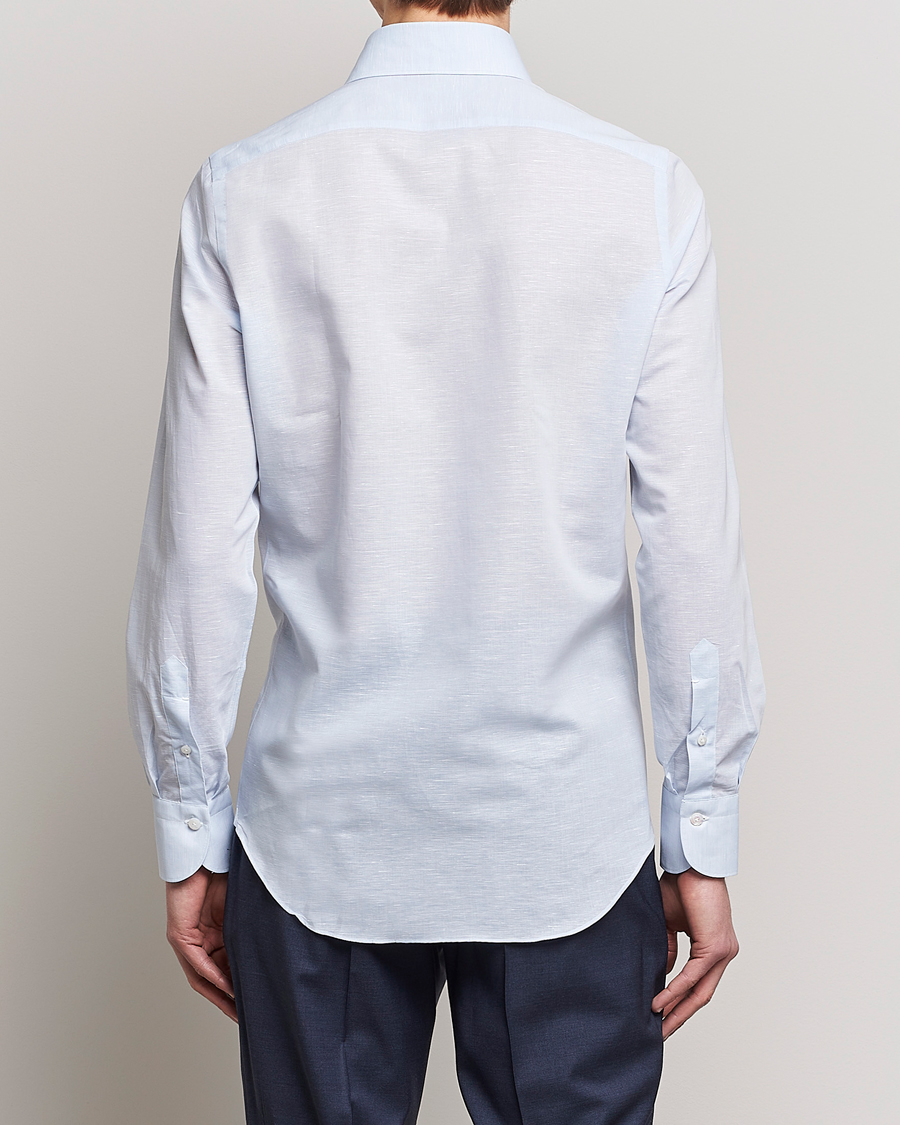 Herr | Skjortor | Finamore Napoli | Milano Slim Linen Dress Shirt Light Blue