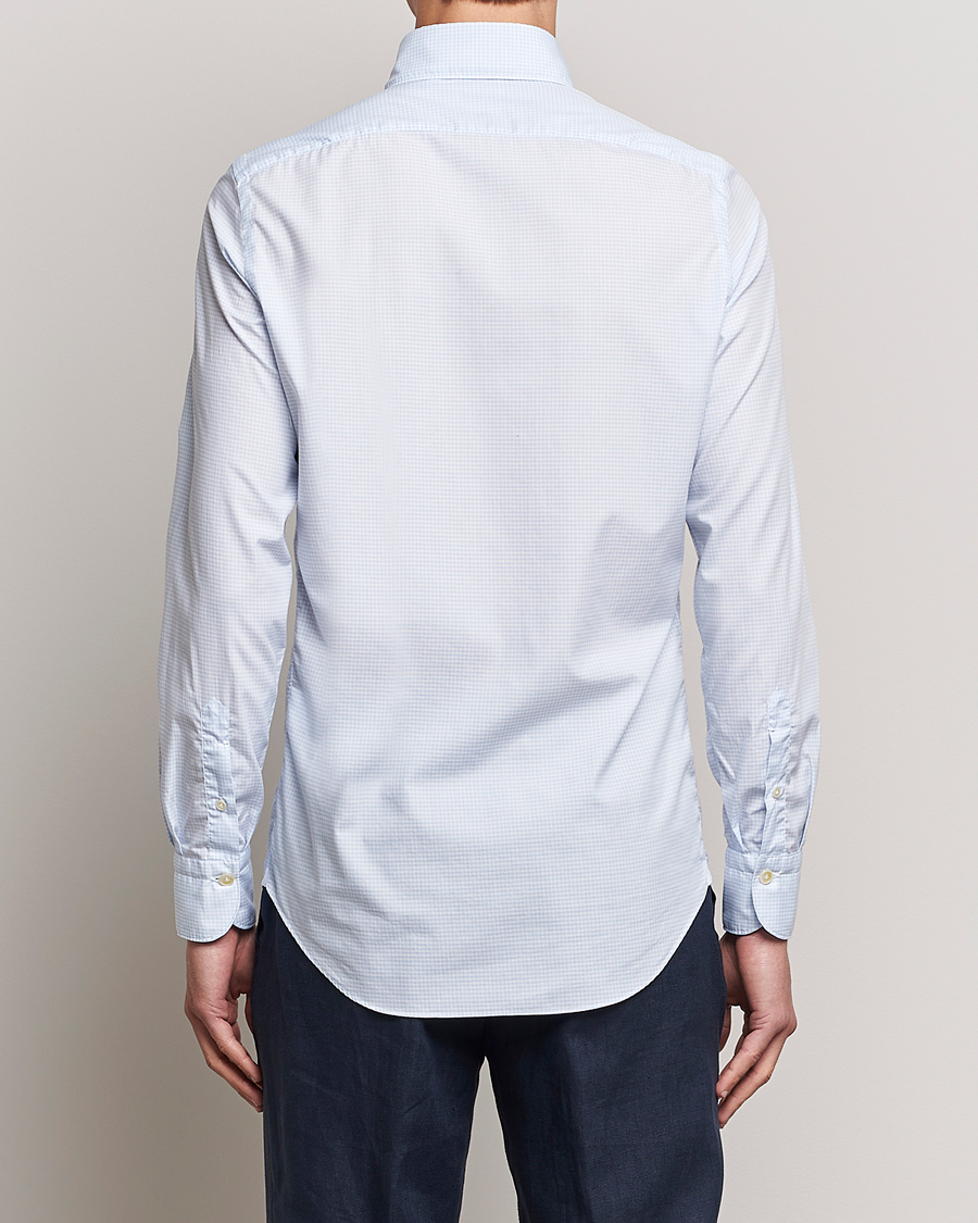 Herr | Skjortor | Finamore Napoli | Milano Slim Washed Dress Shirt Light Blue Check