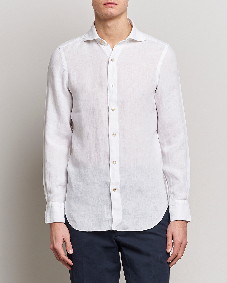 Herr | Skjortor | Finamore Napoli | Tokyo Slim Linen Shirt White