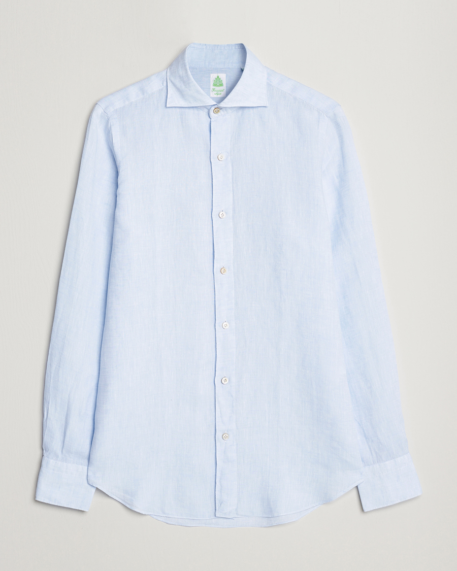 Herr | Skjortor | Finamore Napoli | Tokyo Slim Linen Shirt Light Blue