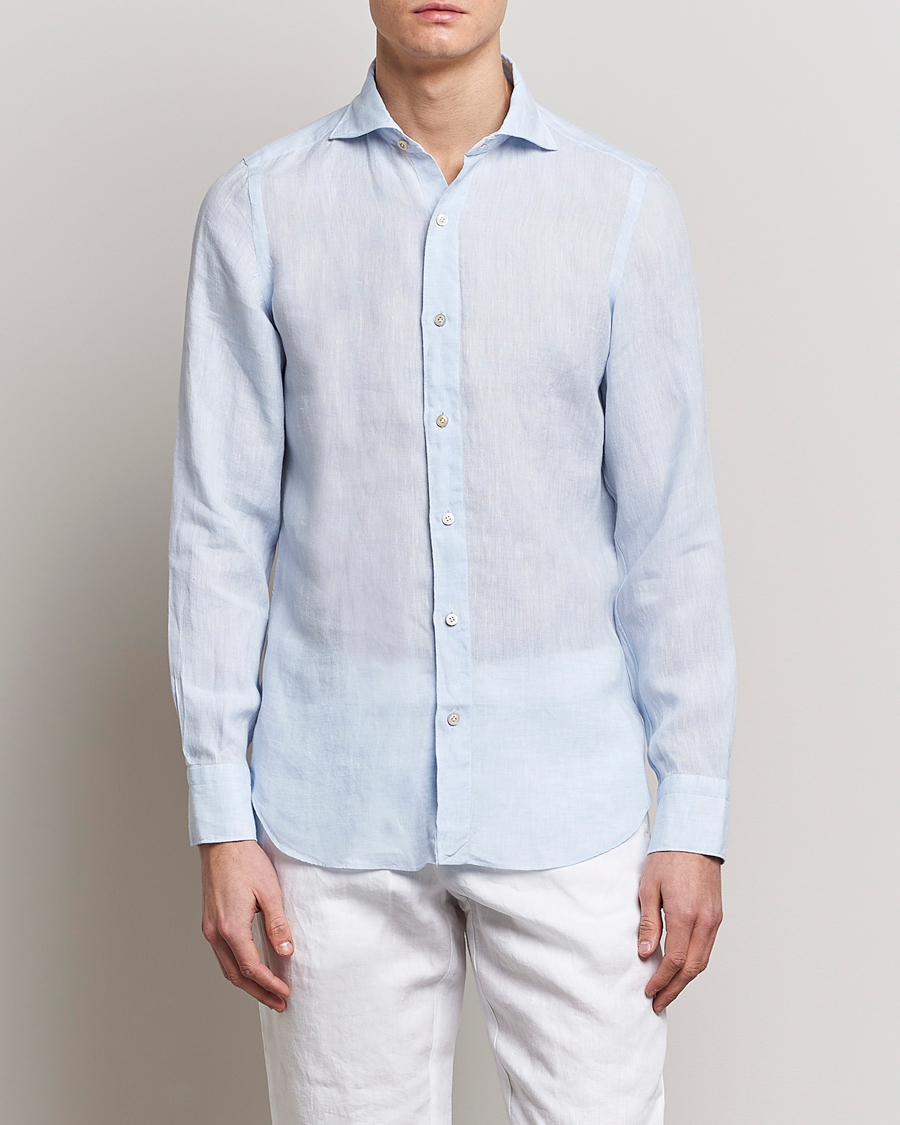 Herr |  | Finamore Napoli | Tokyo Slim Linen Shirt Light Blue
