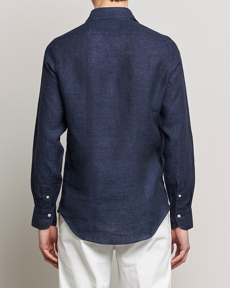 Herr | Skjortor | Finamore Napoli | Tokyo Slim Linen Shirt Navy