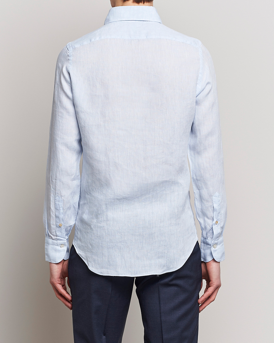Herr | Skjortor | Finamore Napoli | Miami Linen Popover Shirt Light Blue