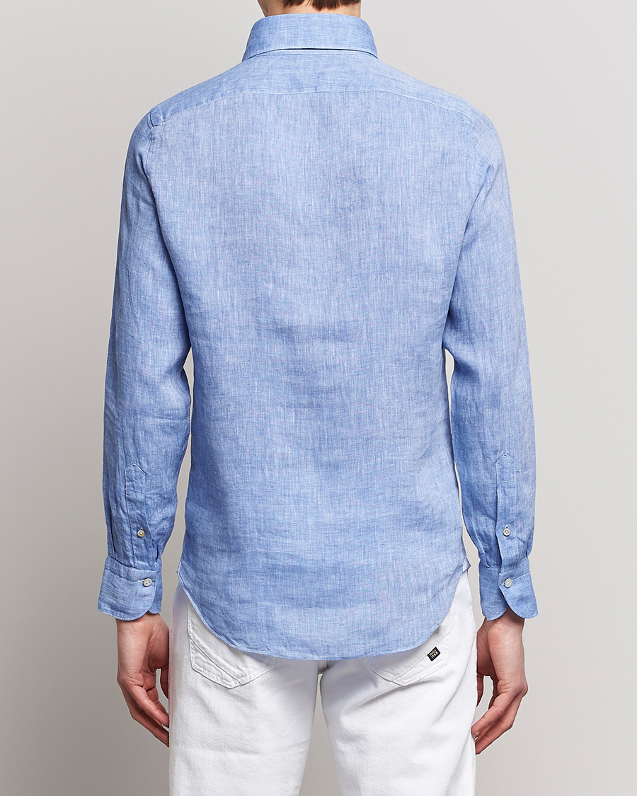 Herr | Skjortor | Finamore Napoli | Miami Linen Popover Shirt Dark Blue