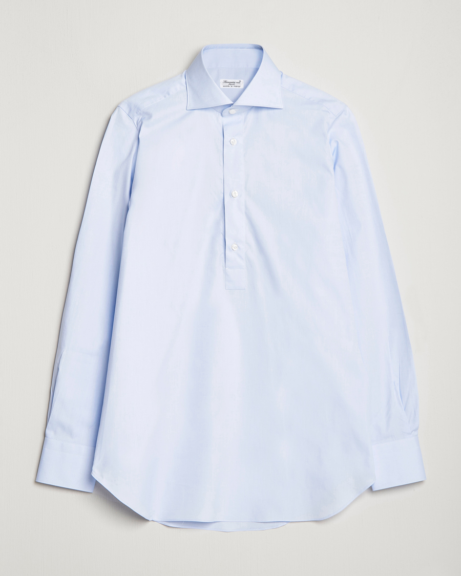 Herr | Skjortor | Finamore Napoli | Tokyo Slim Oxford Popover Shirt Light Blue