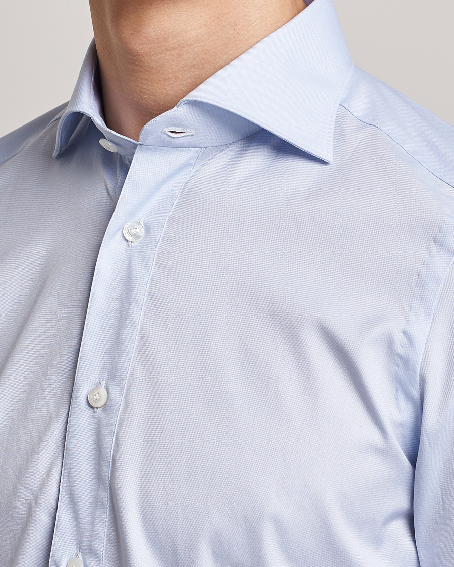 Herr | Skjortor | Finamore Napoli | Tokyo Slim Oxford Popover Shirt Light Blue