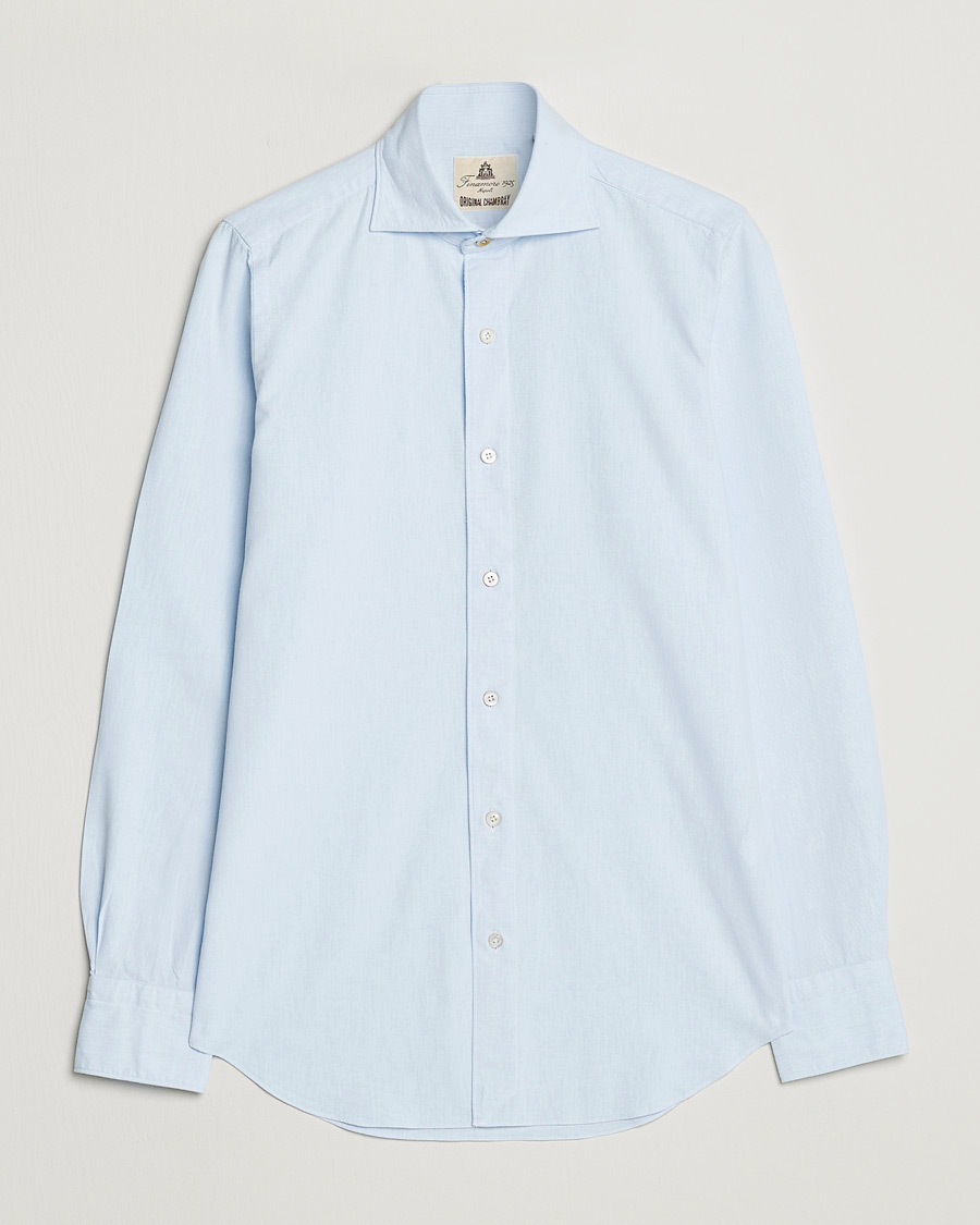 Herr | Skjortor | Finamore Napoli | Tokyo Slim Chambray Shirt Light Blue
